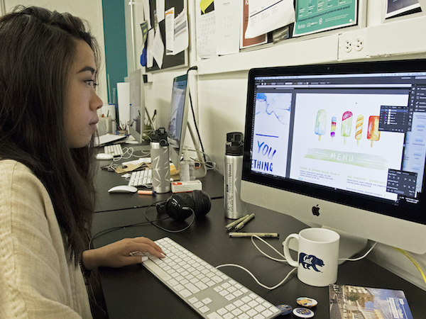 student on computer