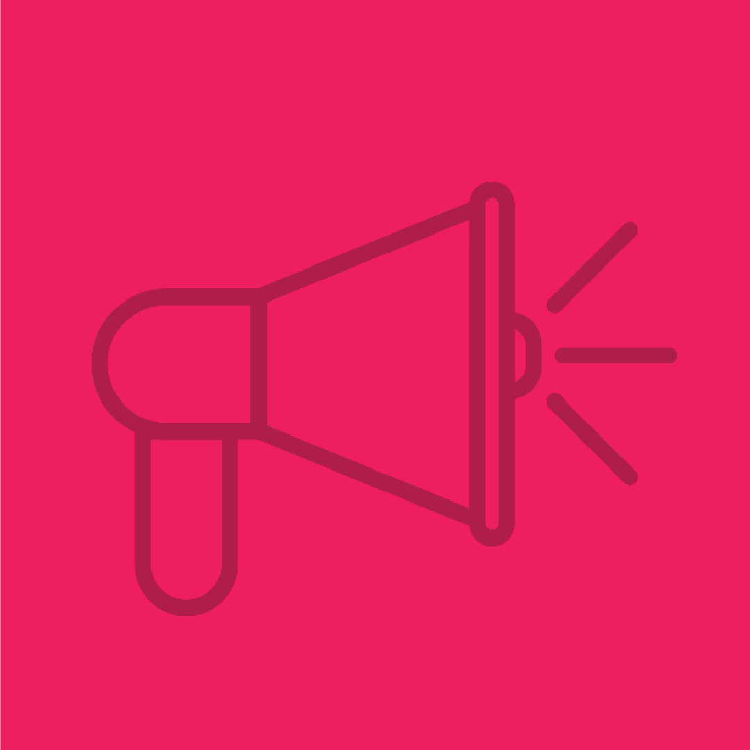 megaphone icon on pink background
