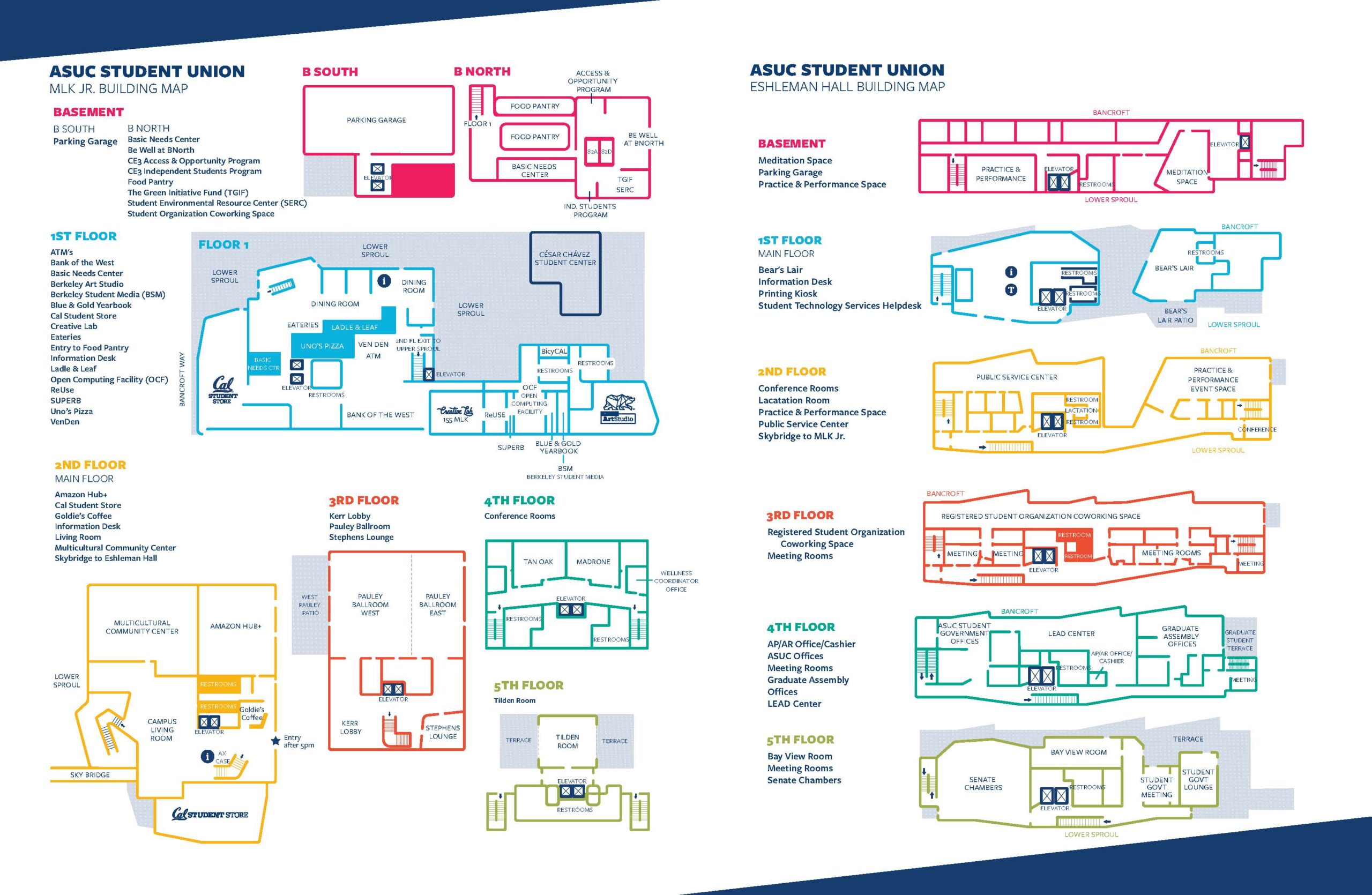Building maps of Student Union and Eshleman Hall