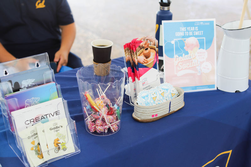 upclose picture of table with candy and cards