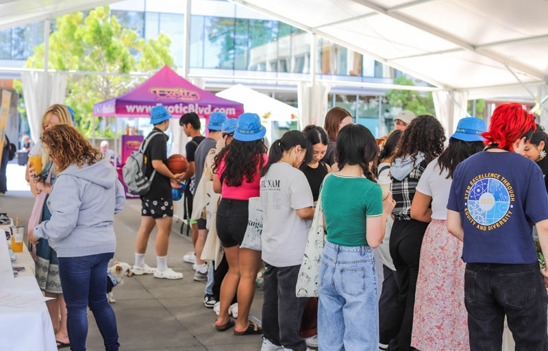 students standing in long line